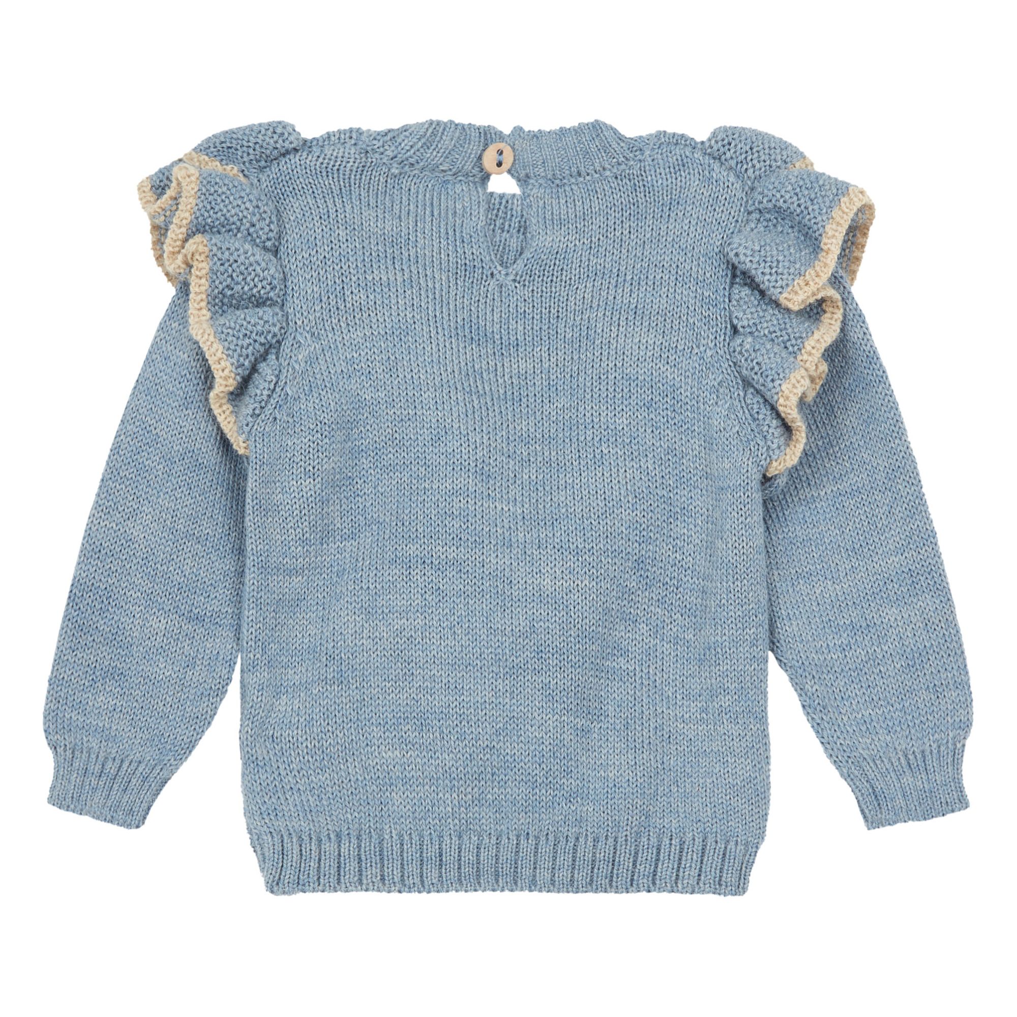 Baby Alpaca Wool Frill Jumper Blue- Product image n°2