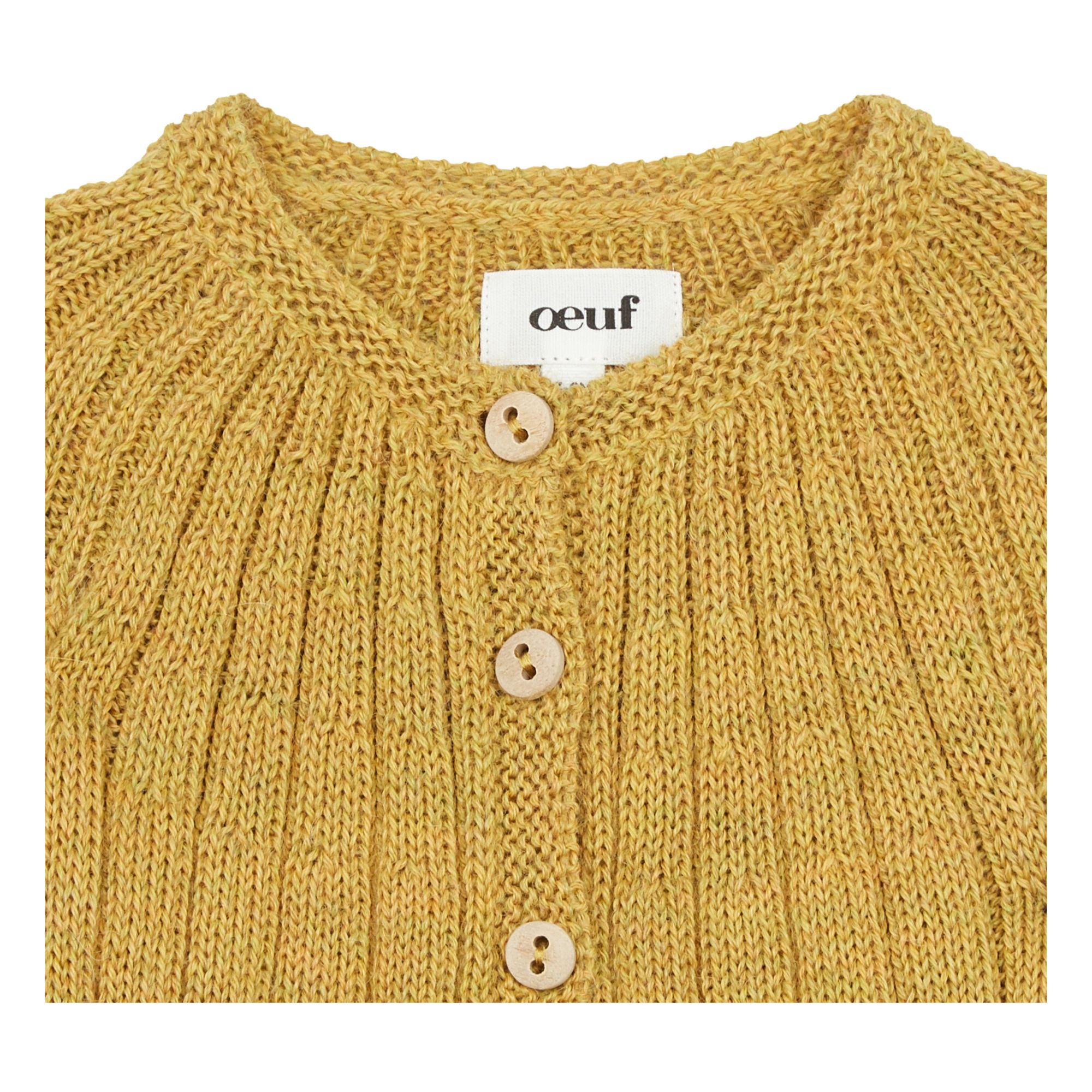 Baby Alpaca Wool Ribbed Cardigan Yellow- Product image n°1