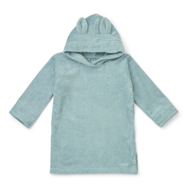 Poncho largo Ilja de tejido rizado de algodón orgánico | Azul