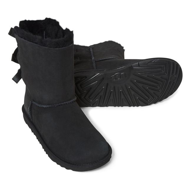 Gefütterte Wildleder-Stiefel mit Schleifen Bailey Bow | Schwarz
