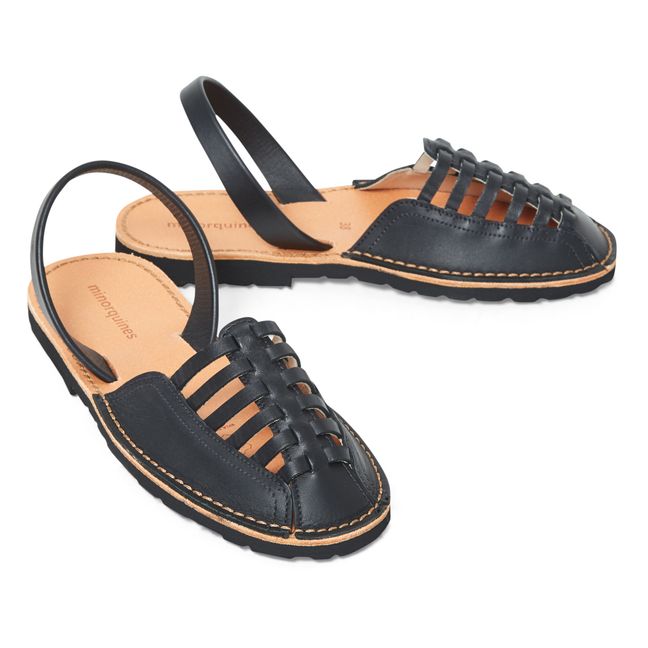 Avarca Santorini Leather Sandals Negro
