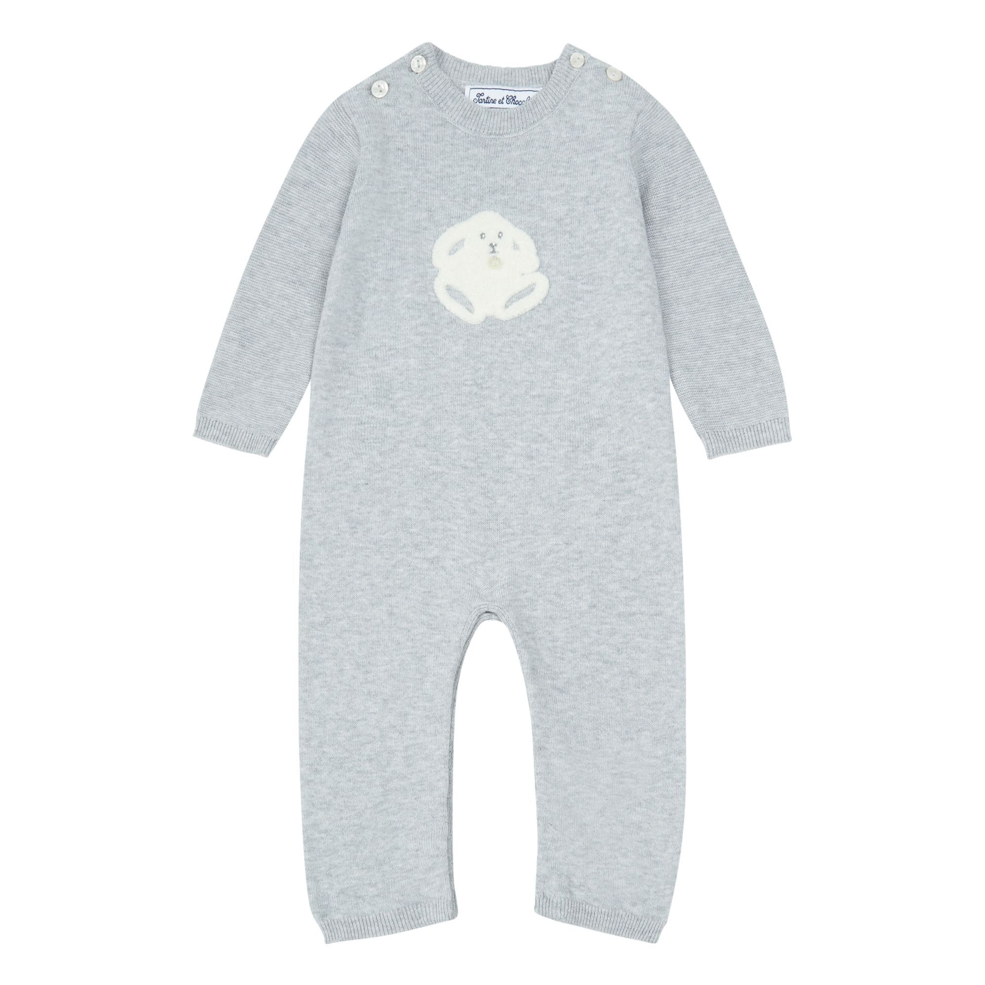 Tartine et Chocolat - Combinaison Maille Coton Pima Lapin - Fille - Gris chiné