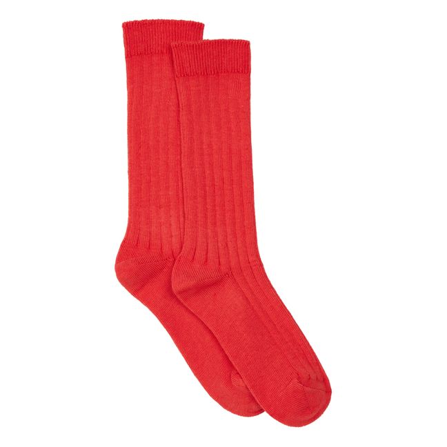 Ribbed Socks Rojo