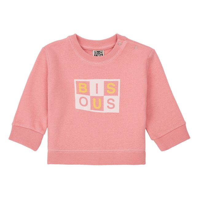 Bisous Organic Cotton Sweatshirt Pink