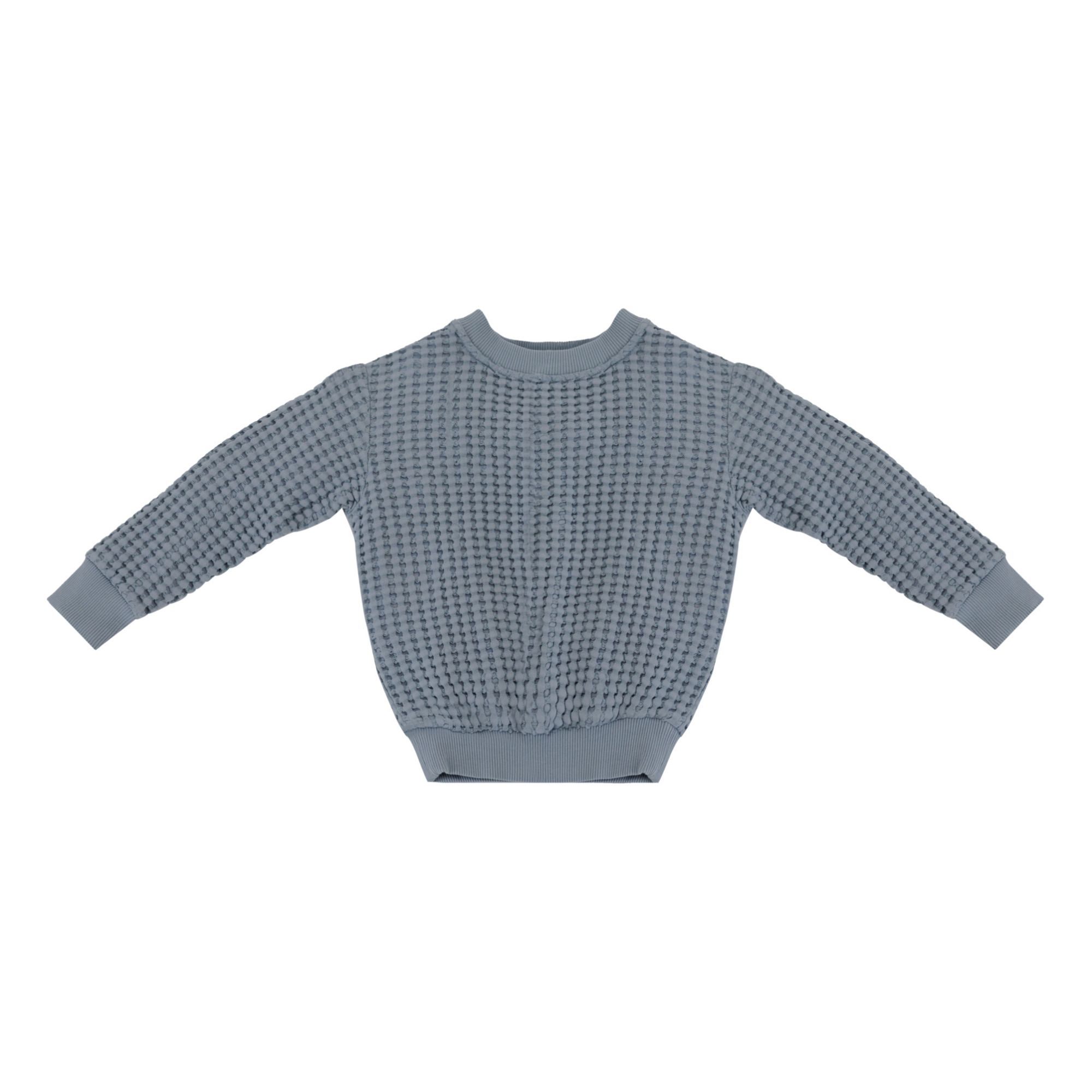 Yoli & Otis - Sweat Coton Bio Gaufré Jorg - Fille - Bleu gris