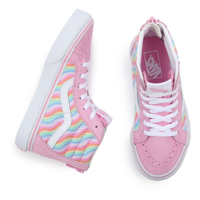 SK8-Hi Wavy Rainbow High-Top Zip-Up Sneakers Pink