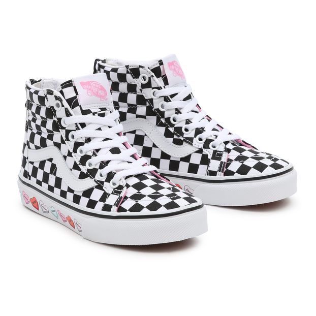 high top checkered shoes