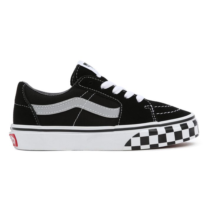 Black vans with outlet checkered stripe