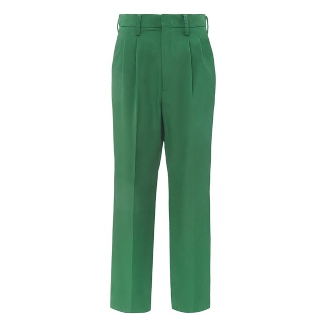 Pantaloni Less con pince, in lana Verde