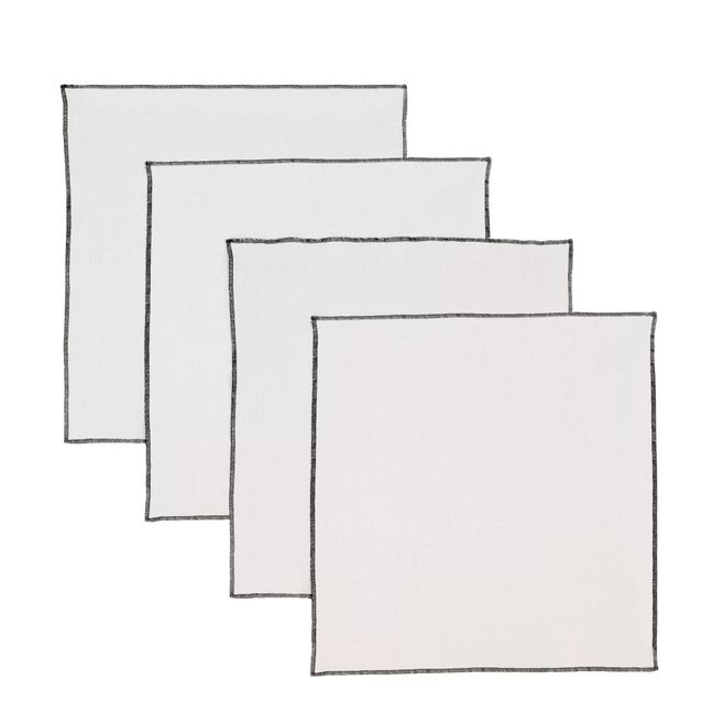 Overlocked Hem Washed Linen Napkins - Set of 4 Off white