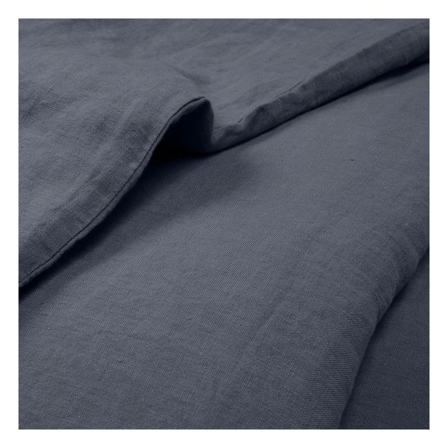 Housse de couette Lin lavé | Bleu Tempête