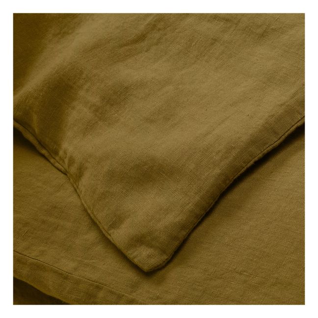 Bettdeckenbezug aus vorgewaschenem Leinen | Olive
