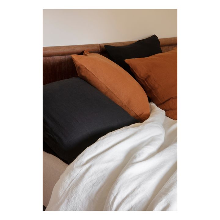 Funda de almohada de lino lavado | Negro- Imagen del producto n°0