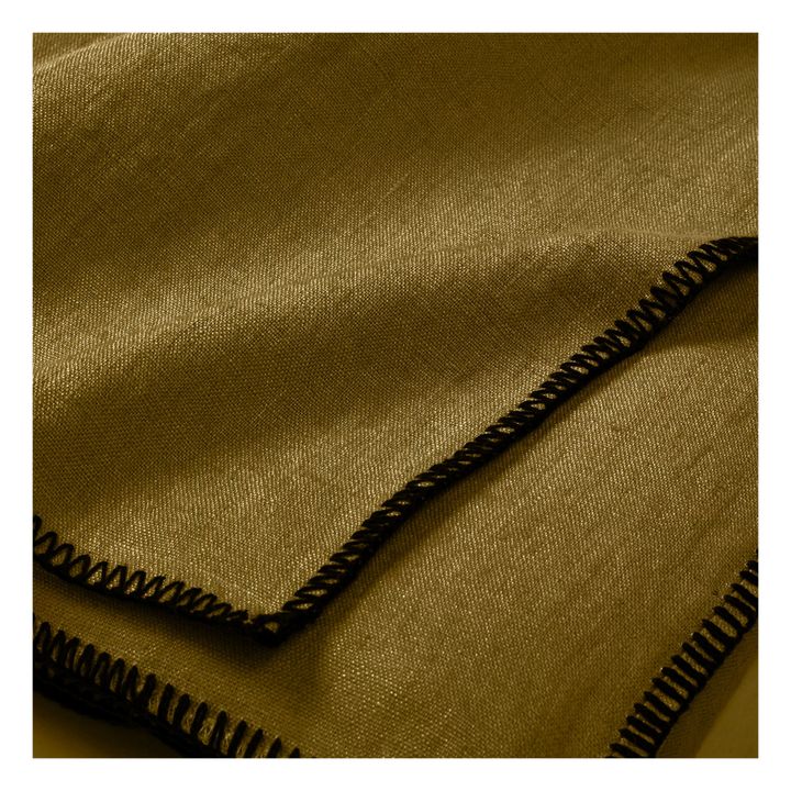 Overlocked Hem Washed Linen Tablecloth | Olive- Product image n°1