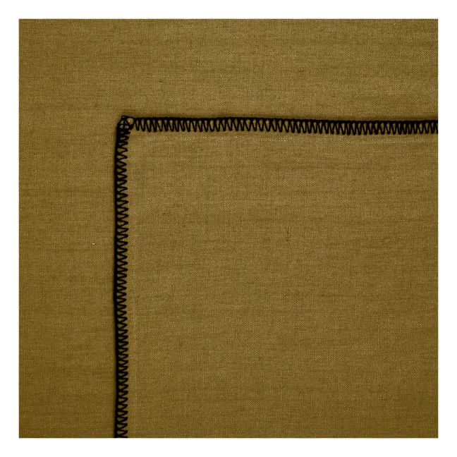 Overlocked Hem Washed Linen Tablecloth | Olive