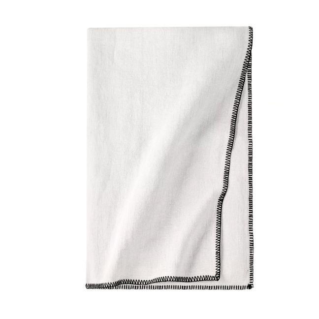 Overlocked Hem Washed Linen Tablecloth | Off white