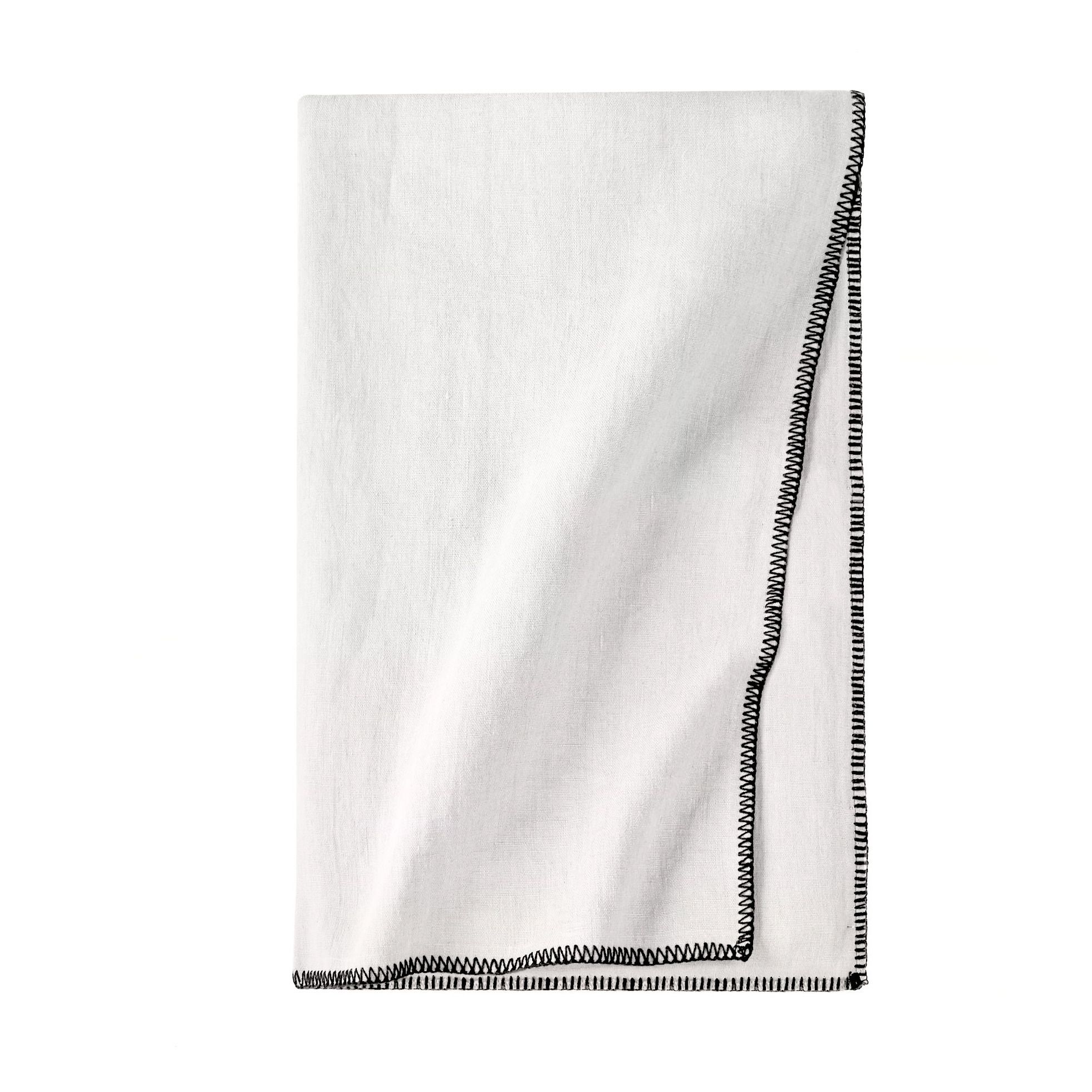 Overlocked Hem Washed Linen Tablecloth Blanco Roto- Imagen del producto n°0