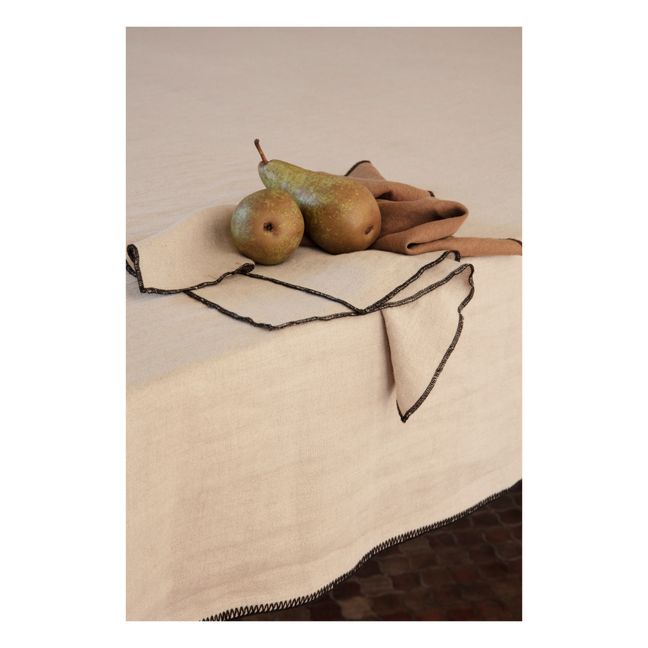 Overlocked Hem Washed Linen Tablecloth | Off white