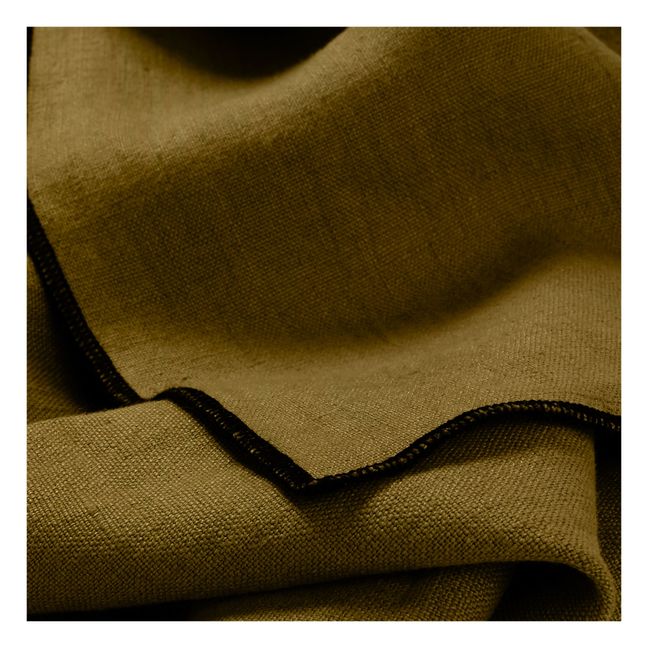 Overlocked Hem Washed Linen Napkins - Set of 4 | Olive