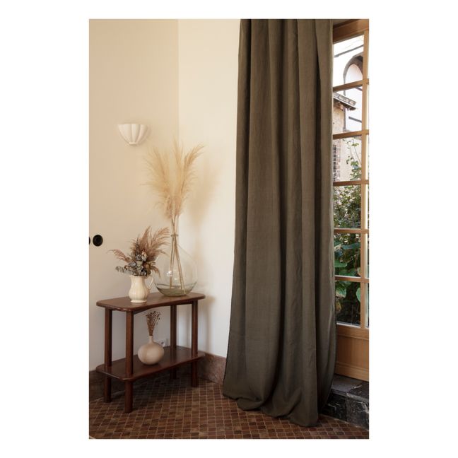 Washed Linen Pinch Curtain Khaki