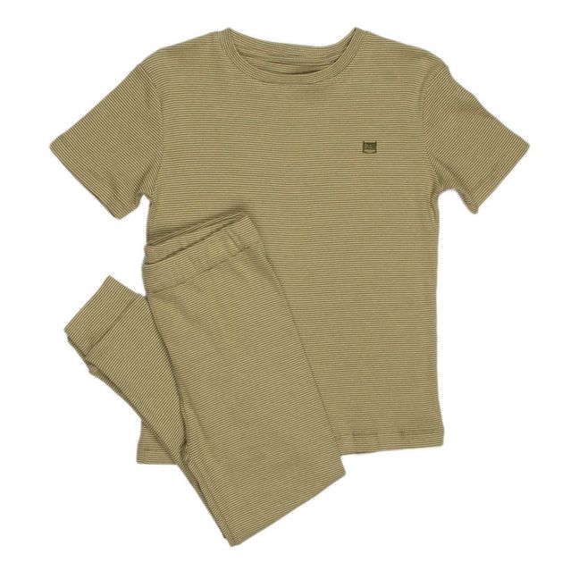Garçon Striped Organic Cotton Pyjama Set | Olive green