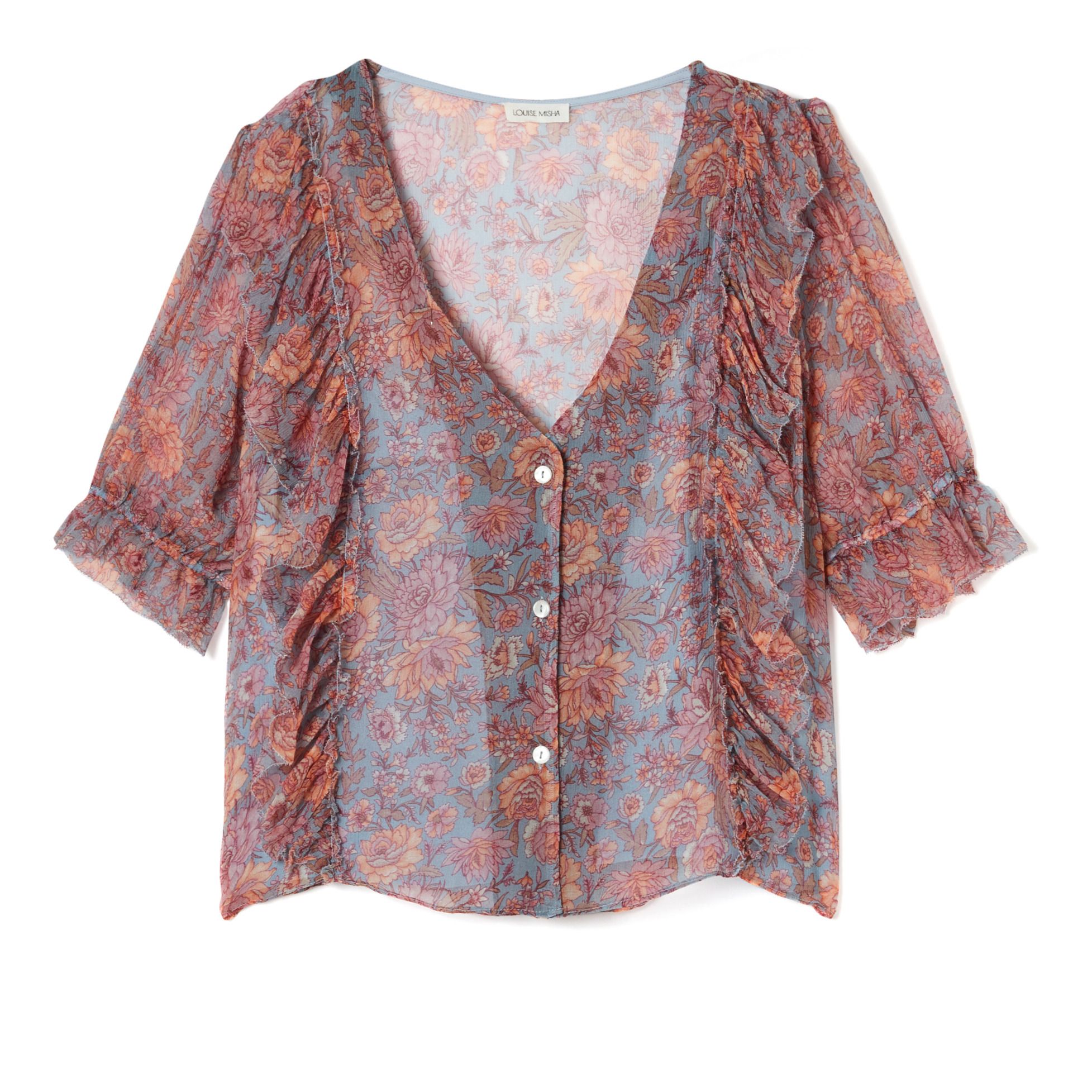 Louise Misha - Blouse Soie Ali - Collection Femme - - Bleu