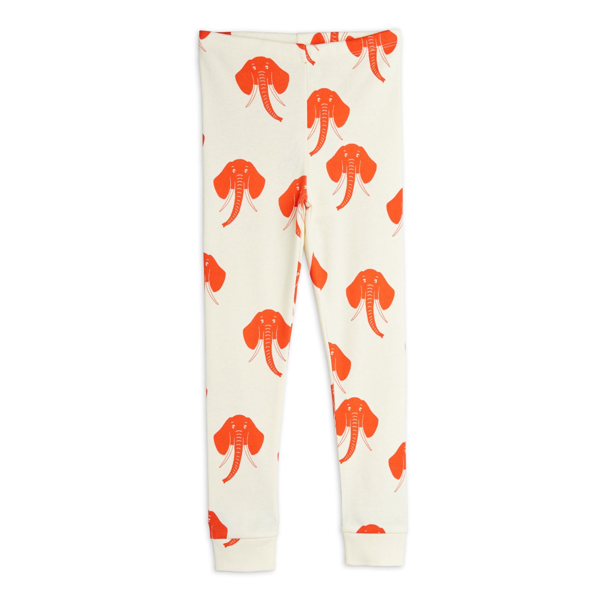 Mini Rodini - Legging Coton Bio Eléphants - Fille - Ecru