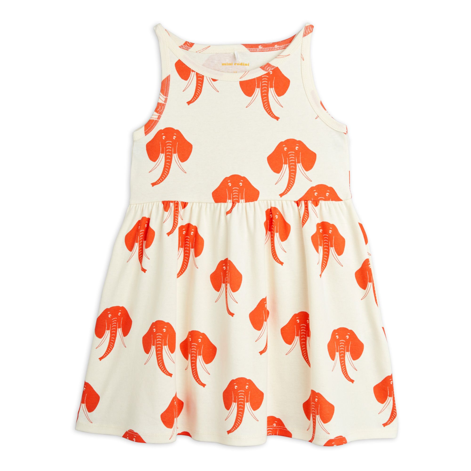 Mini Rodini - Robe Coton Bio Eléphants - Fille - Orange