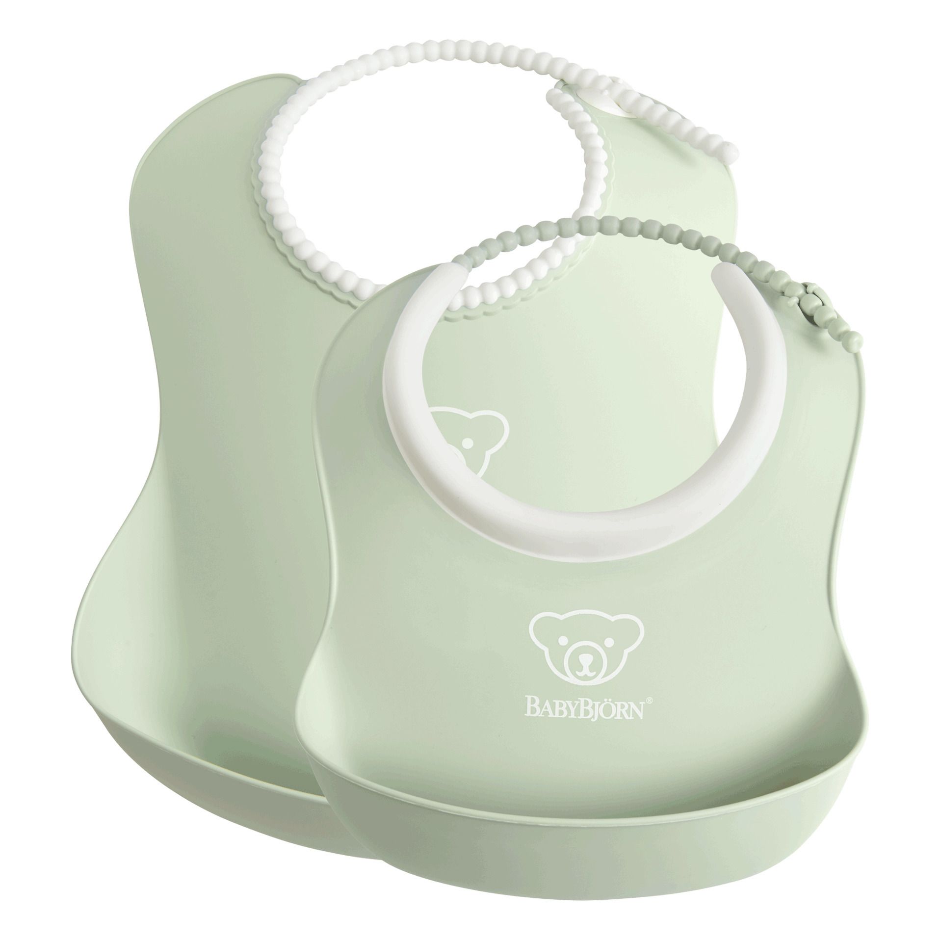 BabyBjorn - Bavoirs en silicone - Set de 2 - Vert pâle