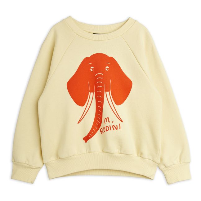 Sweatshirt  aus Bio-Baumwolle Elefanten  Gelb