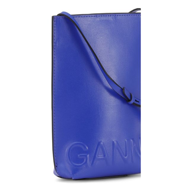 Mini Recycled Leather Shoulder Bag Blu elettrico