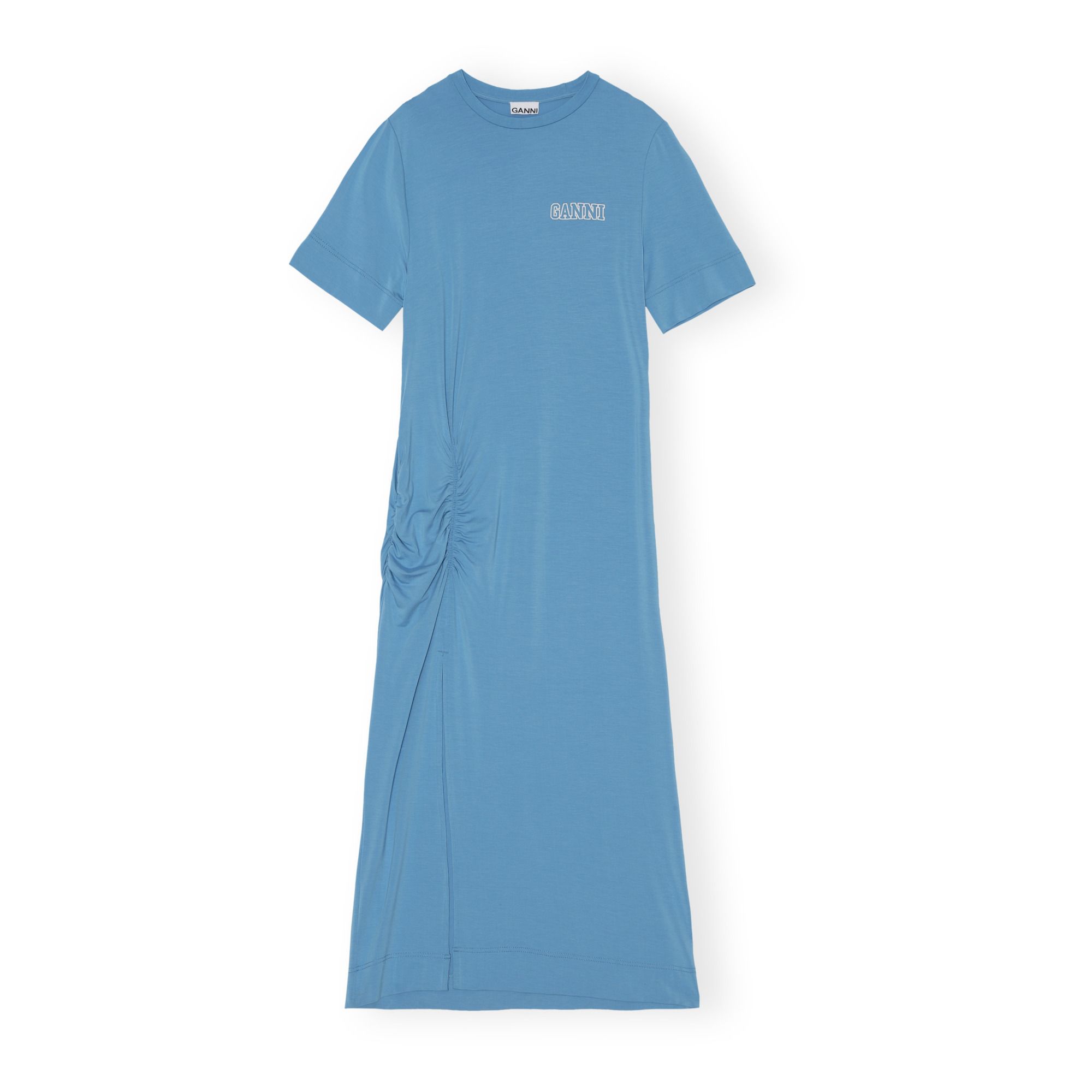 Ganni - Robe Software Fendue Jersey Stretch - Femme - Bleu azur
