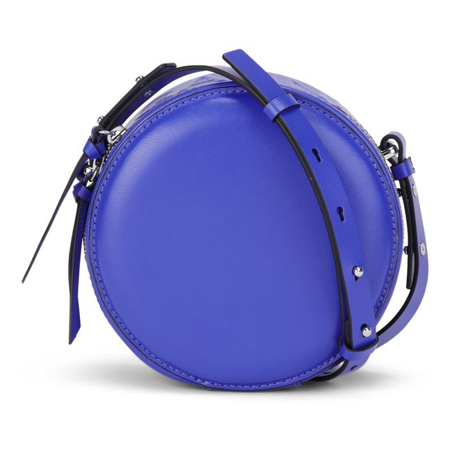 Round Recycled Leather Bag Blu elettrico