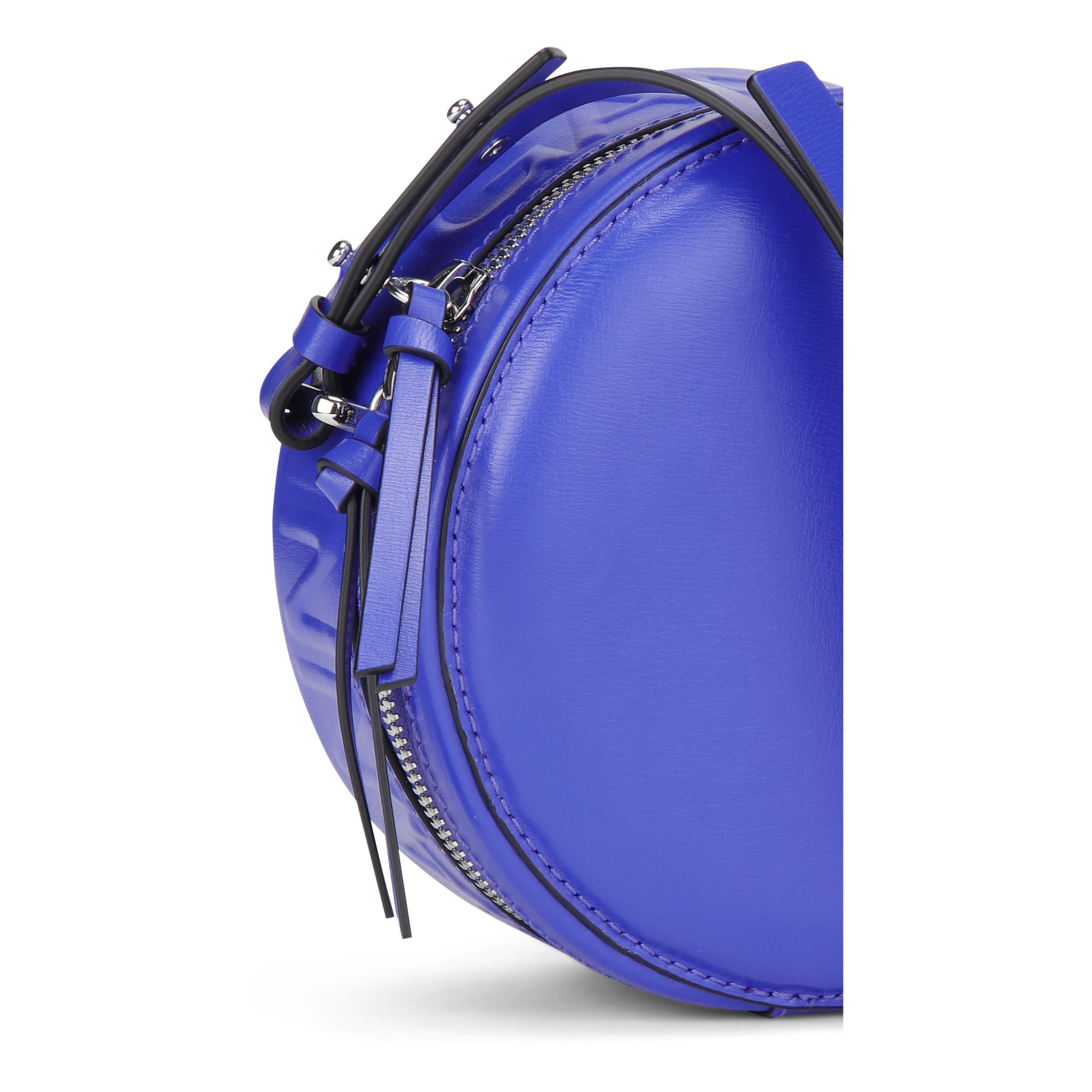 Round Recycled Leather Bag Azul Eléctrico- Imagen del producto n°1
