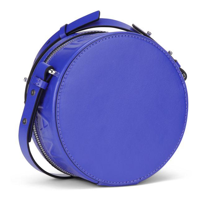 Round Recycled Leather Bag Blu elettrico
