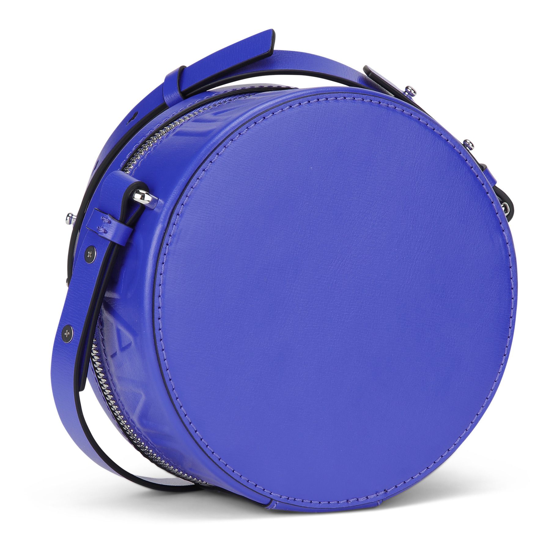 Round Recycled Leather Bag Azul Eléctrico- Imagen del producto n°2