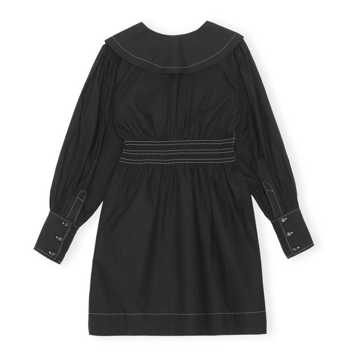 Organic Cotton Poplin Top-Stitched Dress Negro- Imagen del producto n°2