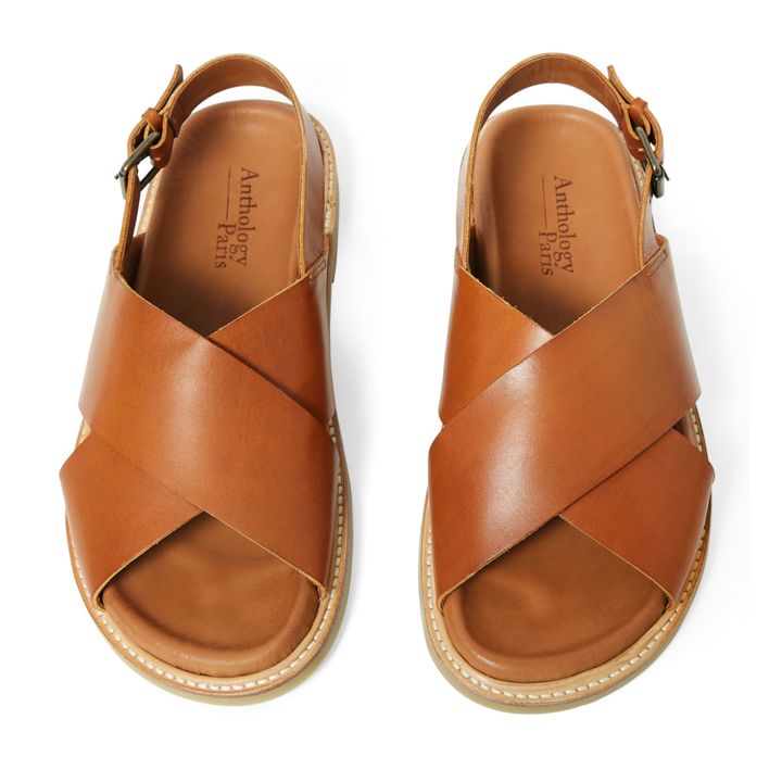 Anthology Paris Yoko Leather Sandals Camel Smallable