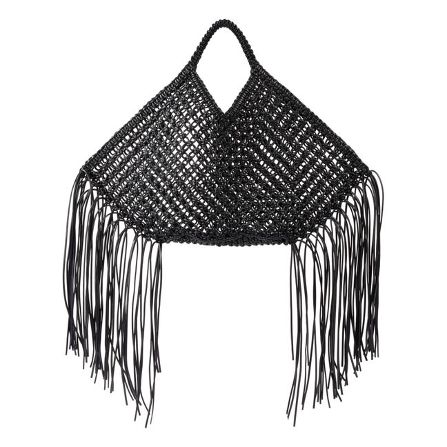 Woven Vegan Leather Bag | Black