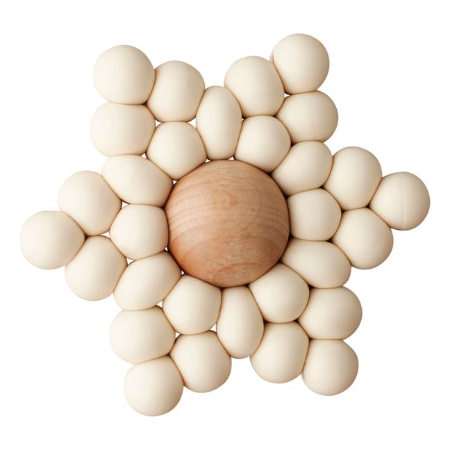 Star Silicone and Wood Teething Toy Cream