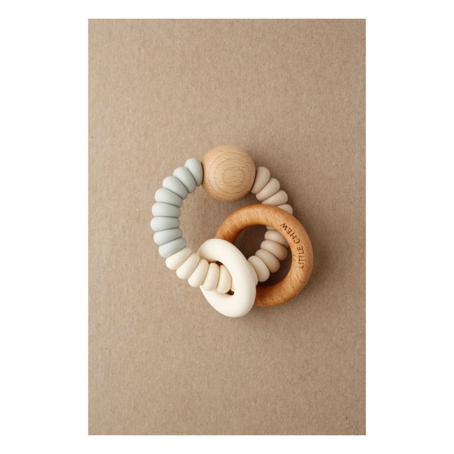 Dany Silicone and Wood Teething Ring Azul Pálido