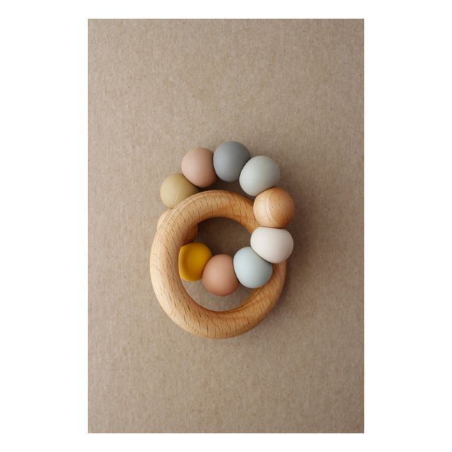 Retro Silicone and Wood Teething Ring | Amarillo Limón