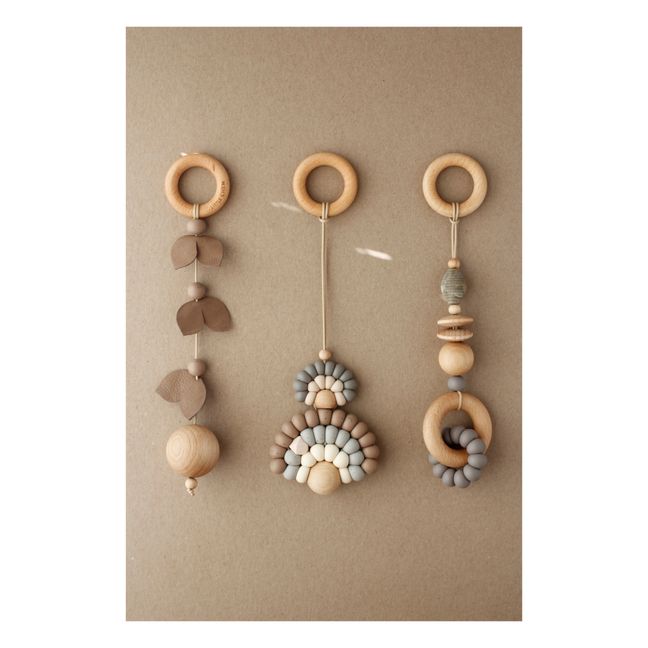 Silicone and Wood Hanging Decorations - Set of 3 Grau