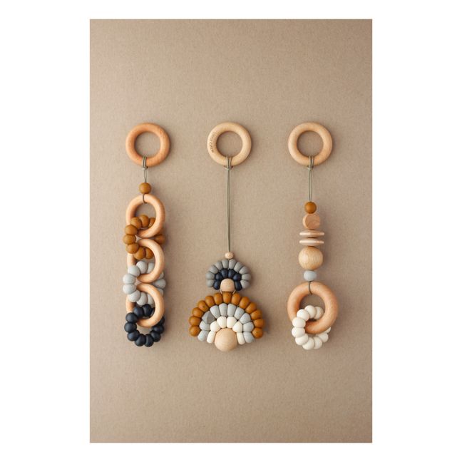 Silicone and Wood Hanging Decorations - Set of 3 Terracotta