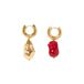 Mismatching Two-Tone Pearl Earrings Red- Miniature produit n°0