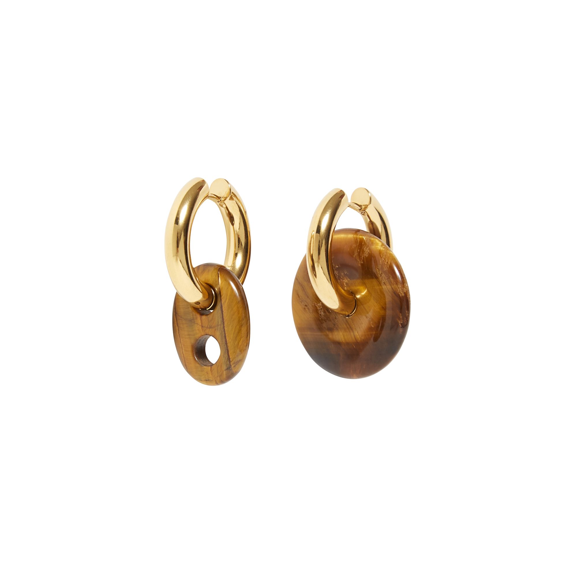 Mismatching Coffee Bean and Donut Earrings Brown- Product image n°1