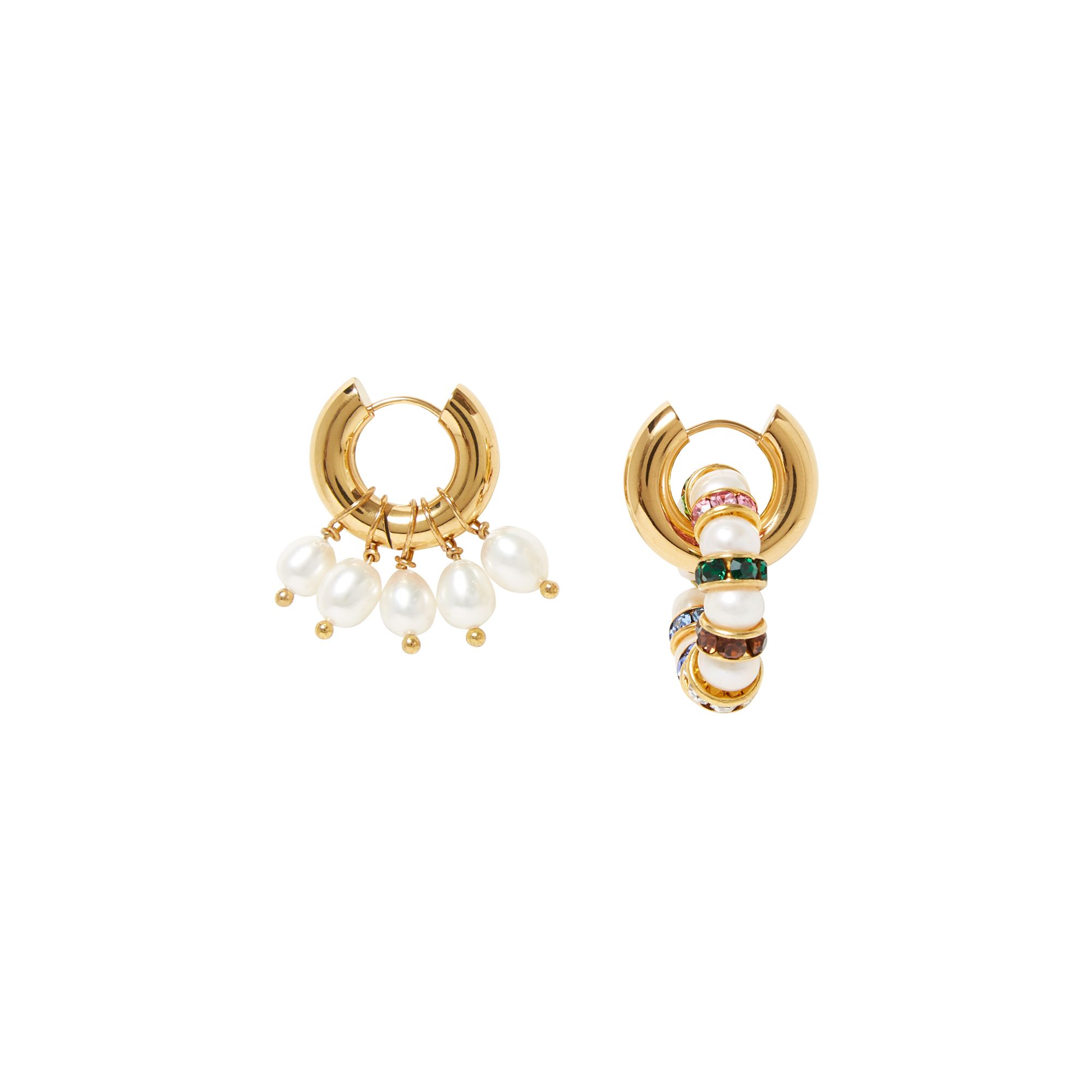 Timeless Pearly - Boucles d'Oreilles Dépareillées Strass et Perles - Femme - Multicolore