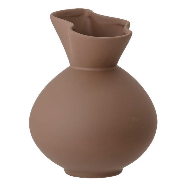 Vase Nicita aus Steingut Haselnussbraun
