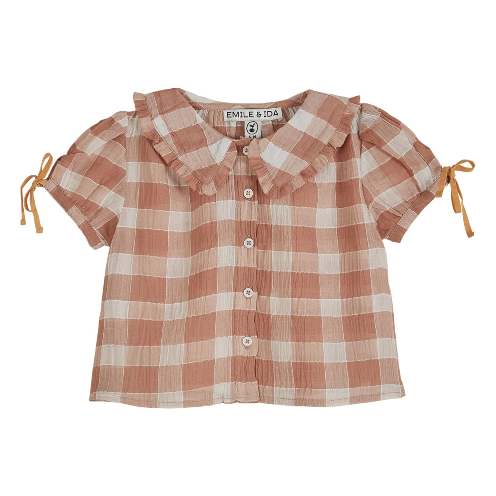 Emile et Ida - Blouse Carreaux Volants - Fille - Vieux Rose