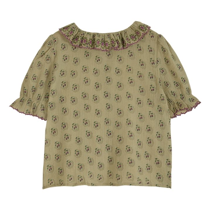 Floral Frill Collar Blouse | Green water- Product image n°1